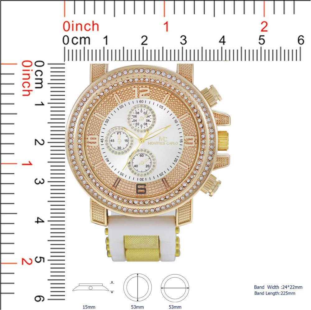 5431-Montres Carlo Stone Case Watch Silicone Band