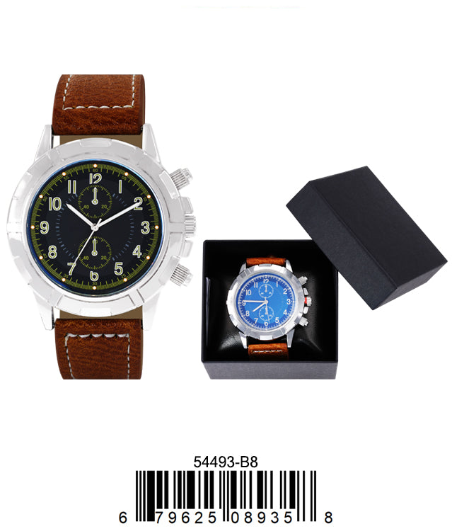 5449-B8-Gift Boxed Faux Leather Band Watch