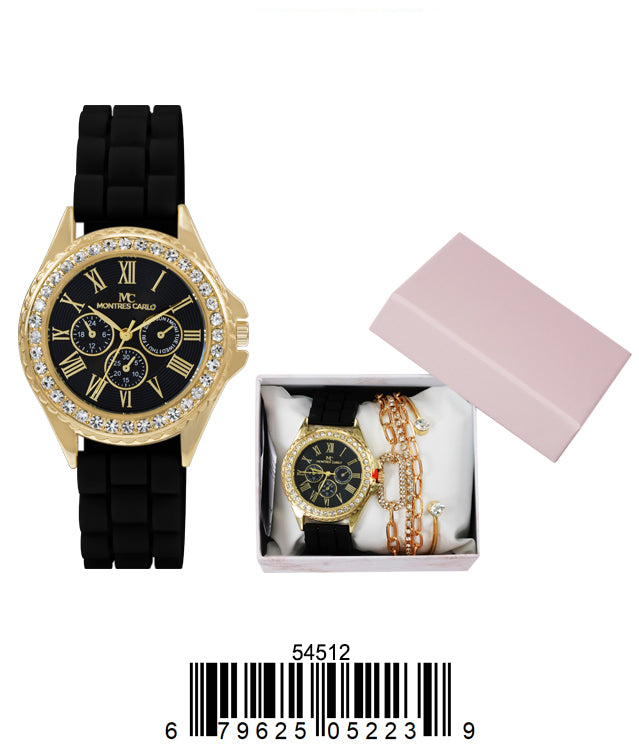 5451-JB31 Gift Boxed Rubber Band Watch with Jewelery Sets