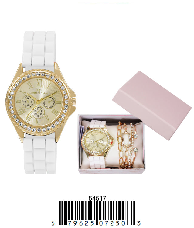 5451-JB31 Gift Boxed Rubber Band Watch with Jewelery Sets