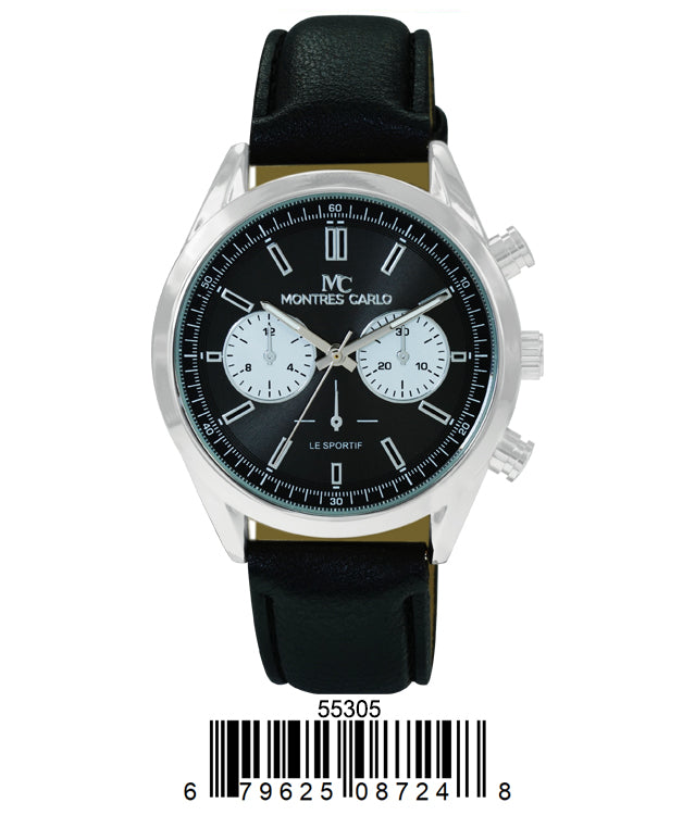 5530 - Montres Carlo Vegan Leather Band Watch