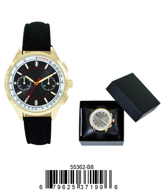 5536-B8-Gift Boxed Faux Leather Band Watch