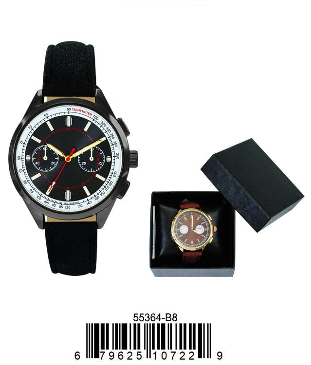 5536-B8-Gift Boxed Faux Leather Band Watch