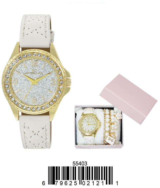 5540 - Montres Carlo Jewlery Gift Box with PU Band Watch